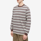 Beams Plus Men's Long Sleeve Multi Stripe Pocket T-Shirt in Brown