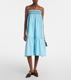 Ganni Embroidered gingham cotton poplin maxi skirt