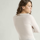 END. Women's Henley LS Top in Off White