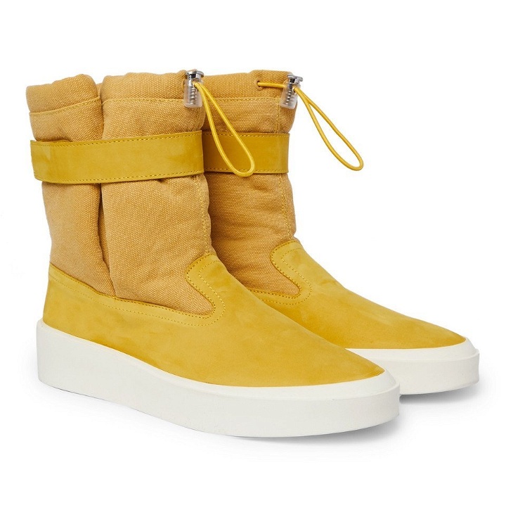 Photo: Fear of God - Suede and Canvas High-Top Sneakers - Yellow