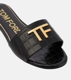 Tom Ford Embellished croc-effect slides