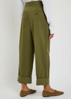 Weekend Max Mara Turn-up Twill Trousers Olive