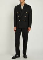 Versace Double-breasted Wool Blazer Black