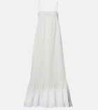 Saint Laurent Embroidered cotton poplin maxi dress