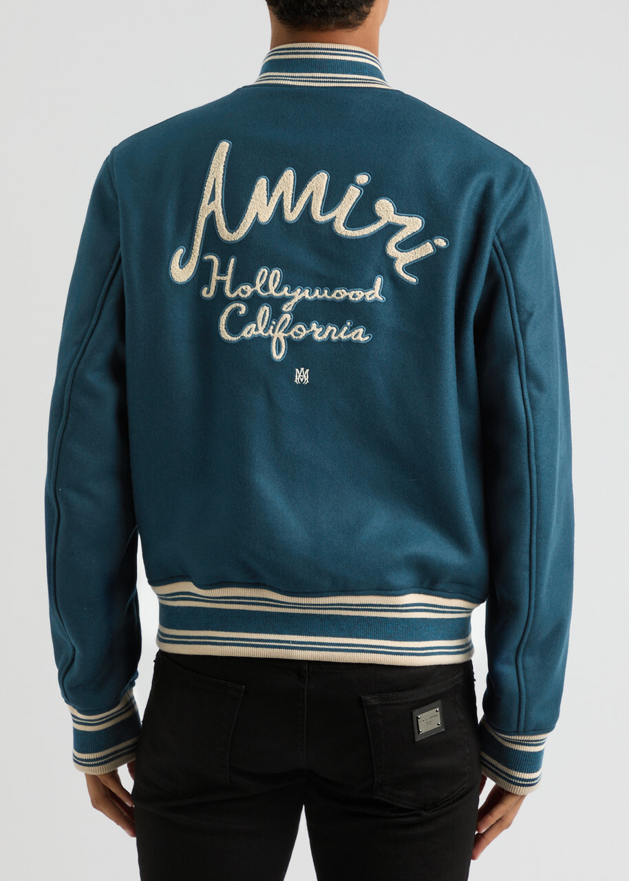 Amiri Logo-embroidered Wool-blend Varsity Jacket Blue Amiri Amiri Logo-embroidered Wool-blend Varsity Jacket Blue Amiri