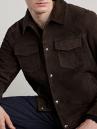 Mr P. - Croc-Effect Suede Jacket - Brown
