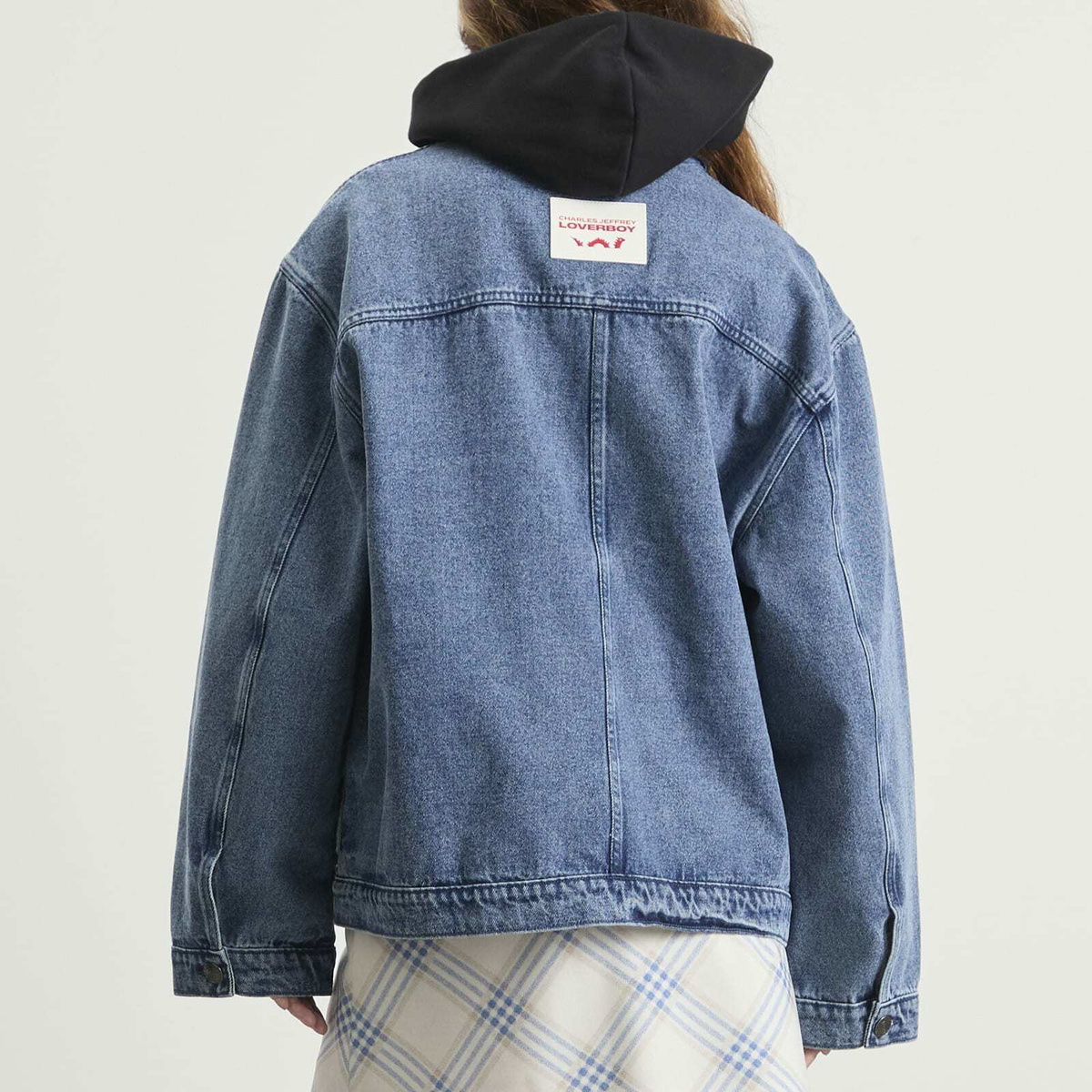 Charles Jeffrey Loverboy Women's Corduroy Collar Denim Jacket in Washed Denim
