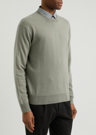Emporio Armani Logo-embroidered Cashmere-blend Jumper Dark Grey