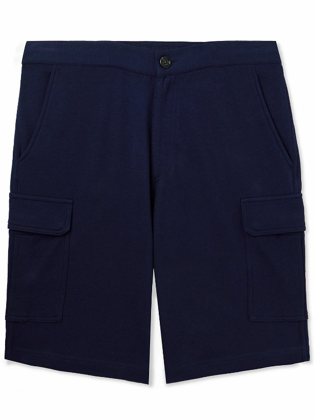 Photo: Brunello Cucinelli - Straight-Leg Cotton-Blend Jersey Cargo Shorts - Blue