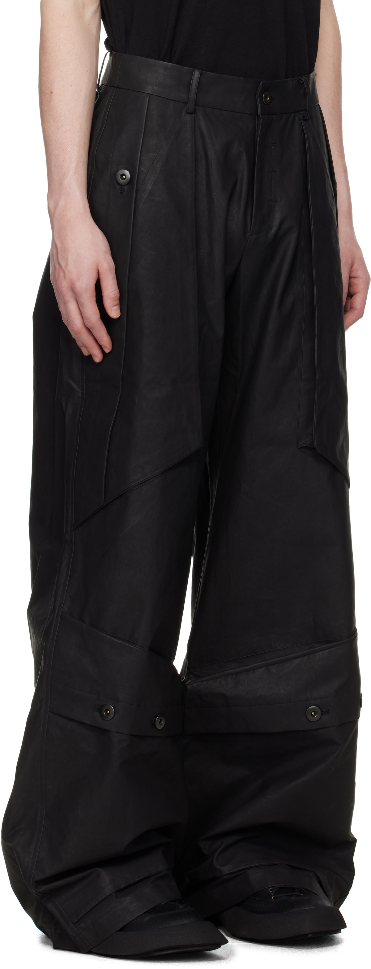 CARNET-ARCHIVE Black Coated Wide Mass Trousers