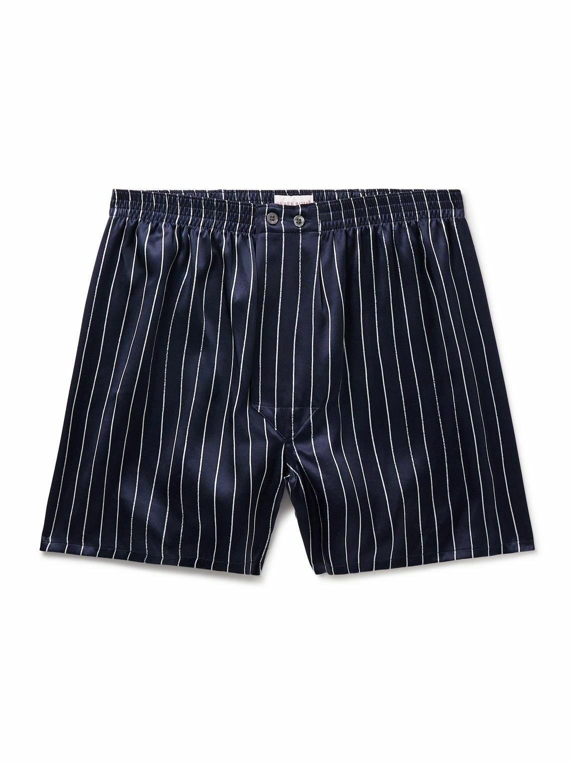 Photo: Derek Rose - Brindisi 102 Striped Silk-Satin Boxer Shorts - Blue