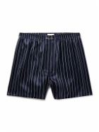 Derek Rose - Brindisi 102 Striped Silk-Satin Boxer Shorts - Blue