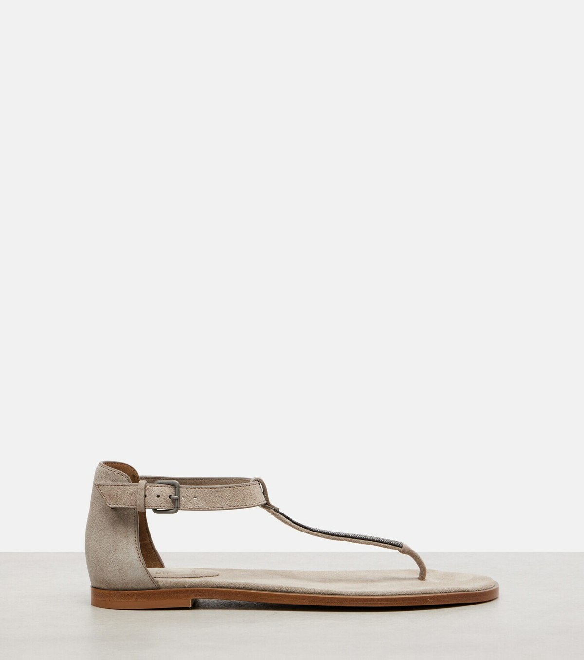 Brunello Cucinelli Monili suede slides