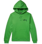 Stüssy - Logo-Embroidered Fleece-Back Cotton-Blend Hoodie - Green