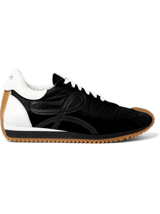 Photo: LOEWE - Flow Runner Leather-Trimmed Suede and Nylon Sneakers - Black