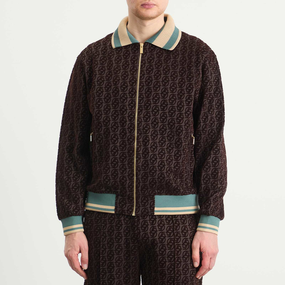 Drôle de Monsieur Men's Drole De Monsieur Monogram Tracksuit Jacket in Dark Brown