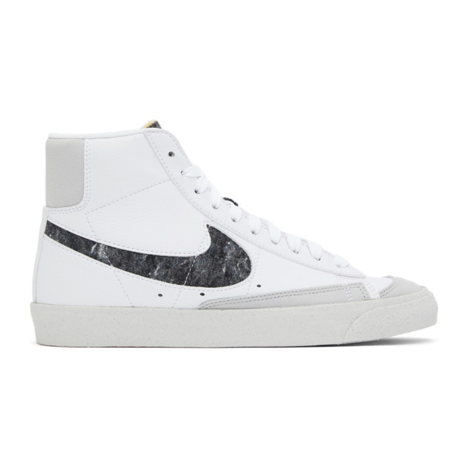 Photo: Nike White and Grey Blazer Mid 77 Sneakers