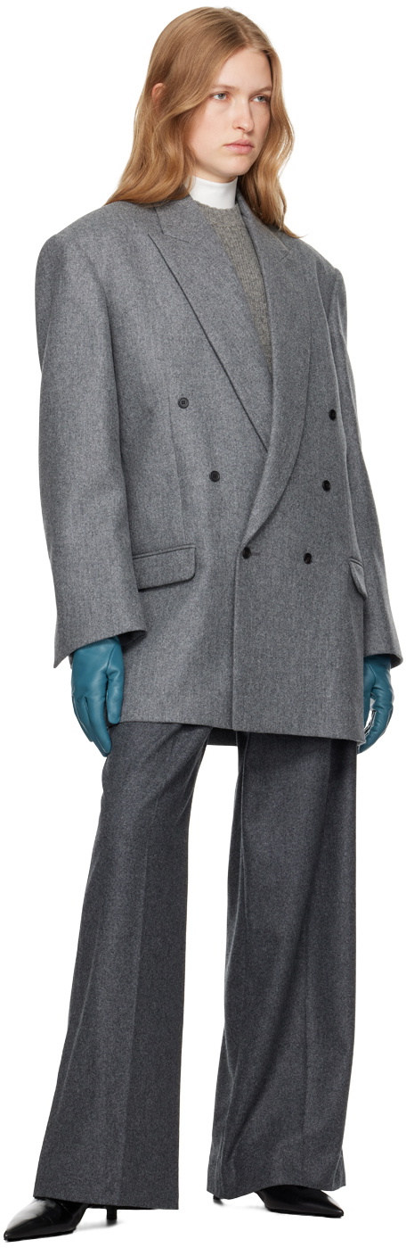 Carven Gray Double-Breasted Blazer