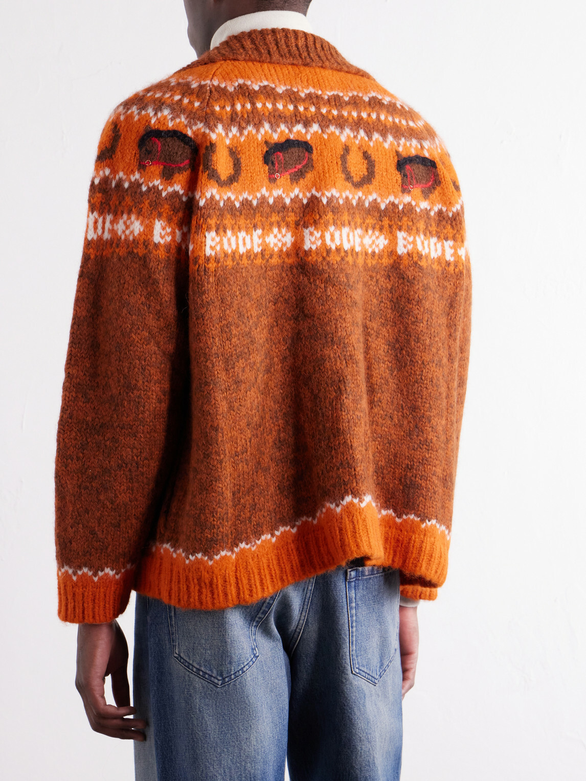 BODE - Corral Intarsia-Knit Alpaca-Blend Cardigan - Orange