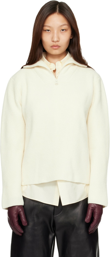 Photo: MACKAGE Off-White Gladys Knit Half-Zip Pullover Sweater
