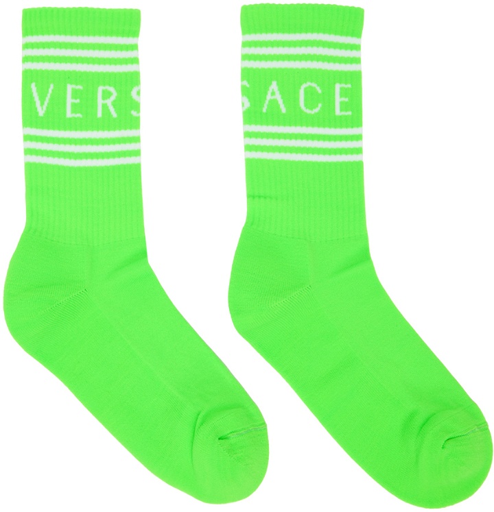 Photo: Versace Green 90s Vintage Logo Socks