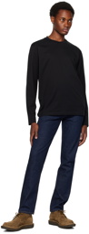 Sunspel Black Riviera Midweight Long Sleeve T-Shirt