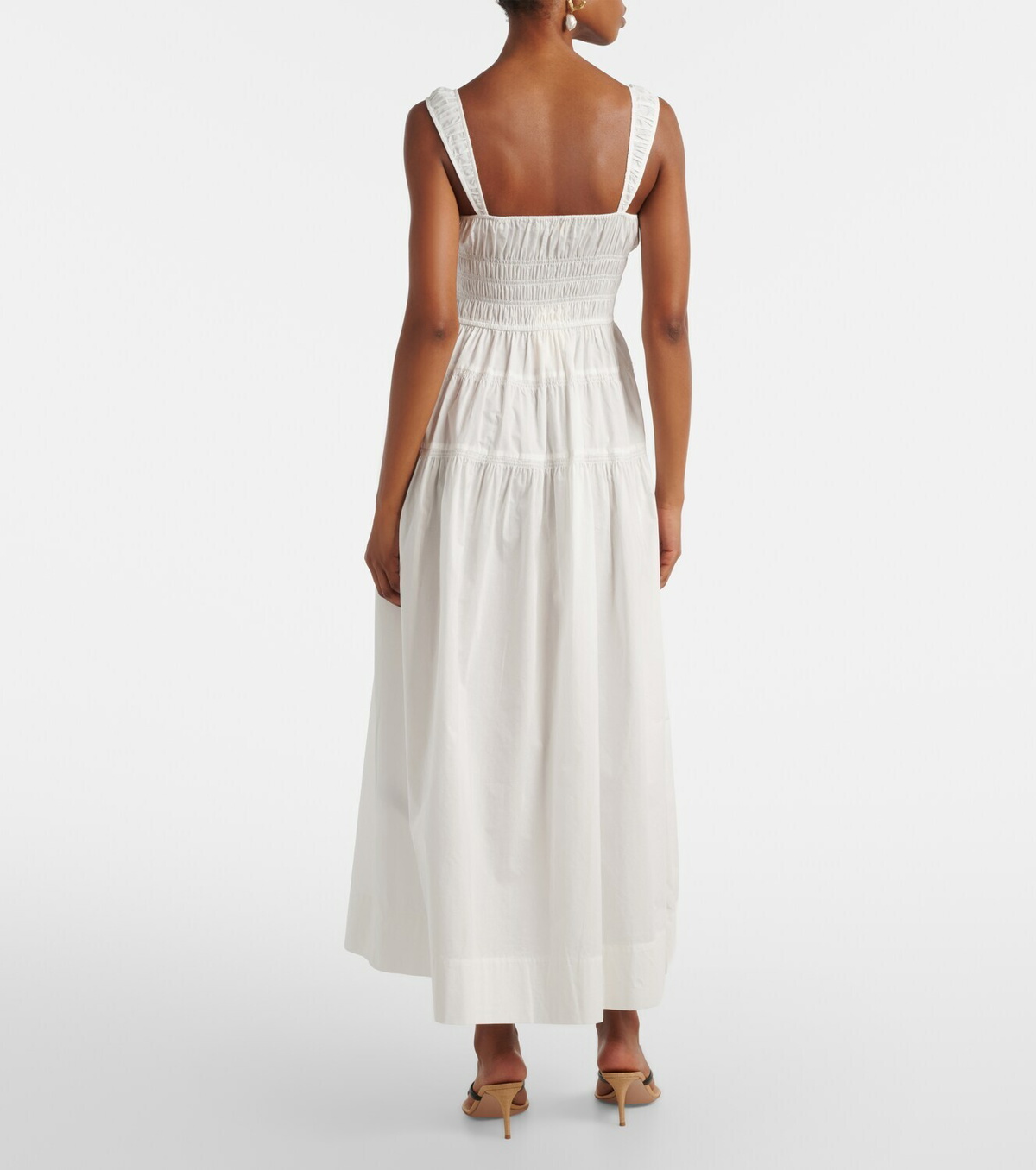 Dôen Clover shirred cotton poplin midi dress