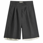 mfpen Women's Slash Shorts in Dark Grey Tropical Wool