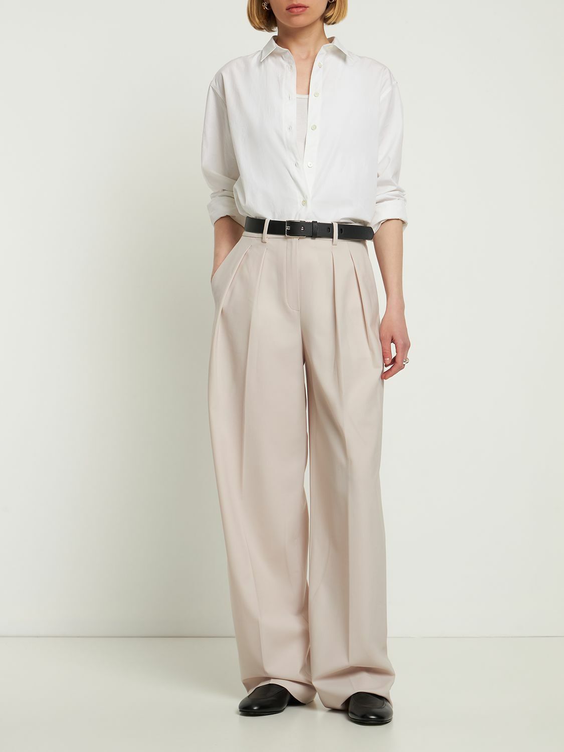 THEORY - Pleated Wide Leg Stretch Wool Pants Theory