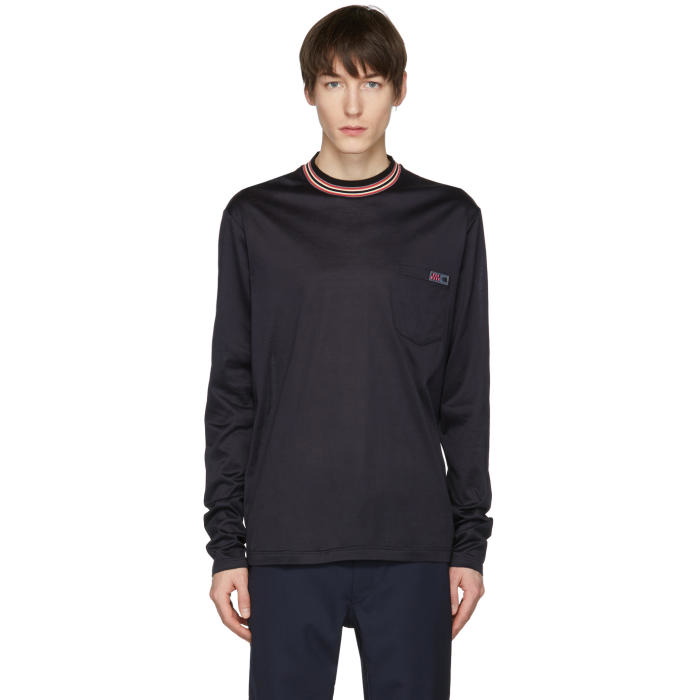 Photo: Lanvin Blue Long Sleeve Multicolor Mock Neck T-Shirt 