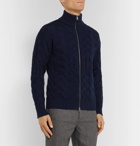 Etro - Slim-Fit Cable-Knit Wool Zip-Up Cardigan - Blue
