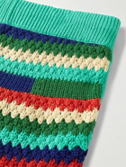 The Elder Statesman - Straight-Leg Striped Crochet-Knit Cashmere Drawstring Trousers - Multi