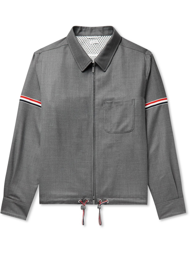 Photo: THOM BROWNE - Grosgrain-Trimmed Super 120s Wool-Twill Jacket - Gray - 1