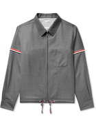 THOM BROWNE - Grosgrain-Trimmed Super 120s Wool-Twill Jacket - Gray - 1