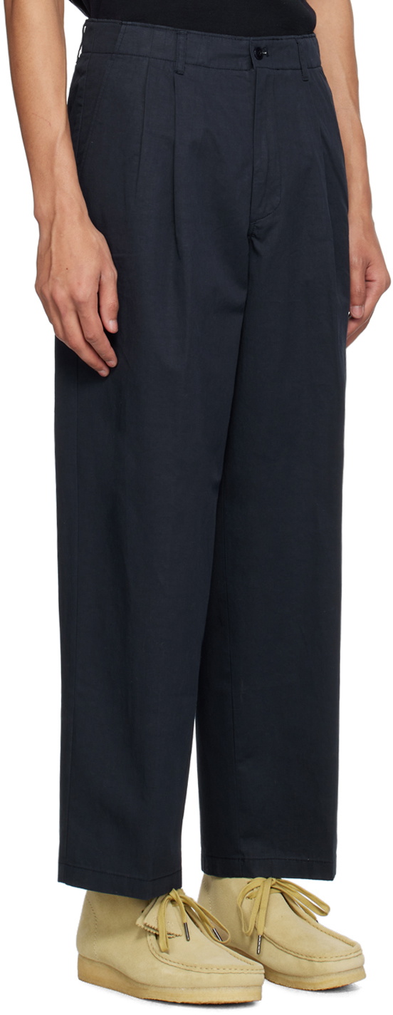POTTERY Navy Two Pleated Trousers
