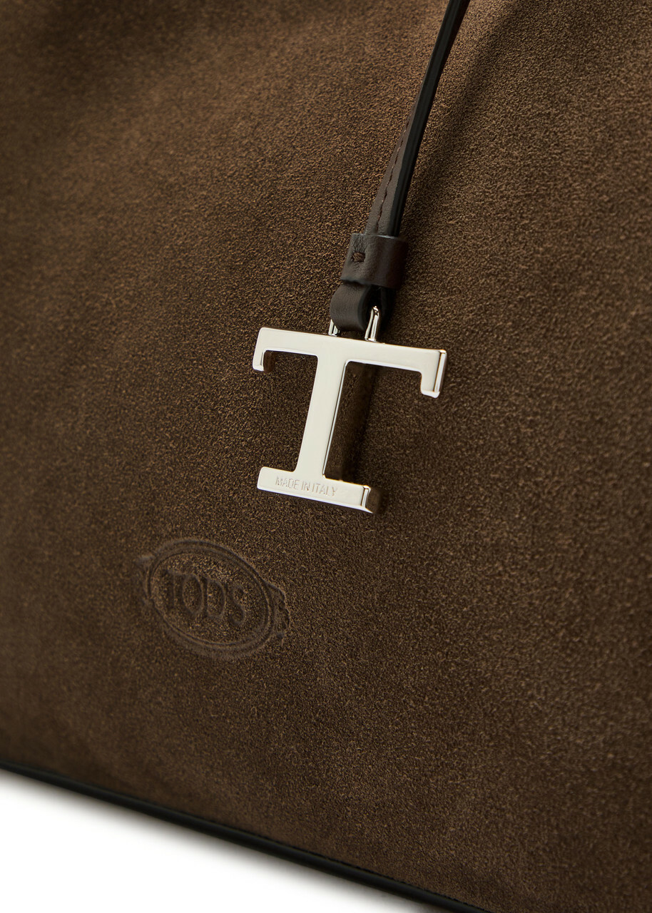 Tods Manici Mini Trac Pelle T Pend Suede top Handle bag - Dark Brown - One Size
