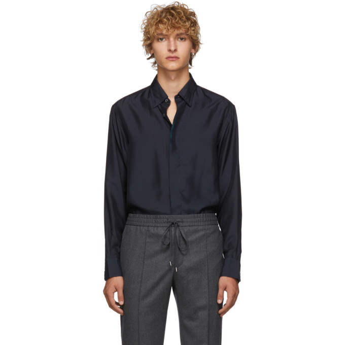 Photo: Brioni Blue Silk Regular Shirt