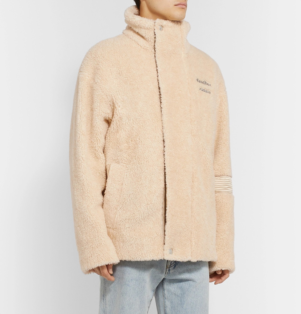 Acne Studios - Oversized Logo-Detailed Fleece Jacket - Neutrals