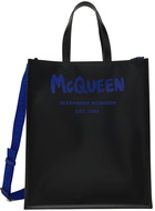 Alexander McQueen Black Graffiti Edge North South Tote