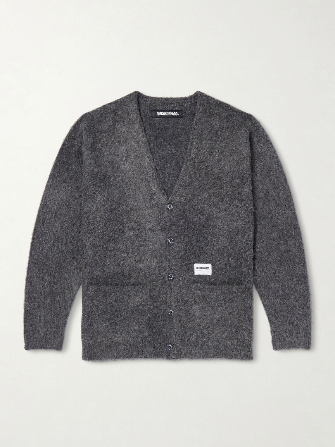 Neighborhood - Logo-Appliquéd Brushed Cardigan - Gray