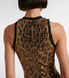 Roberto Cavalli Sequined leopard-print minidress