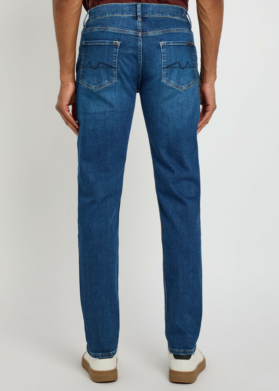 7 For All Mankind Slimmy Tapered Luxe Performance Jeans Mid Blu