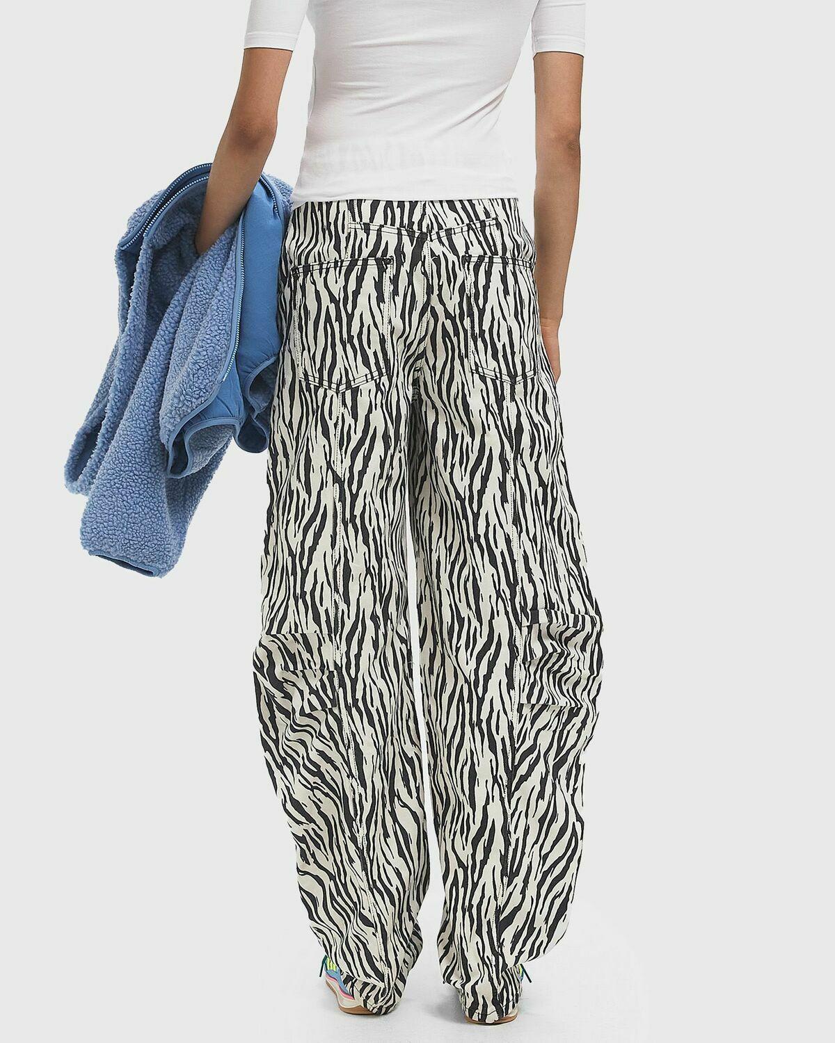 ROTATE Birger Christensen PRINTED TWILL CARGO PANTS black/white Womens Casual Pant