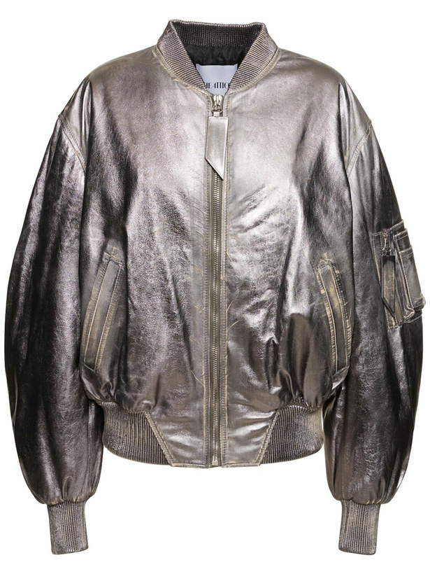 Photo: THE ATTICO - Destroyed Mirror Leather Bomber Jacket