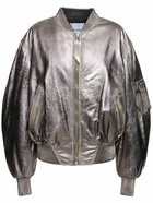 THE ATTICO - Destroyed Mirror Leather Bomber Jacket