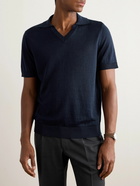 Dunhill - Linen and Silk-Blend Polo Shirt - Blue