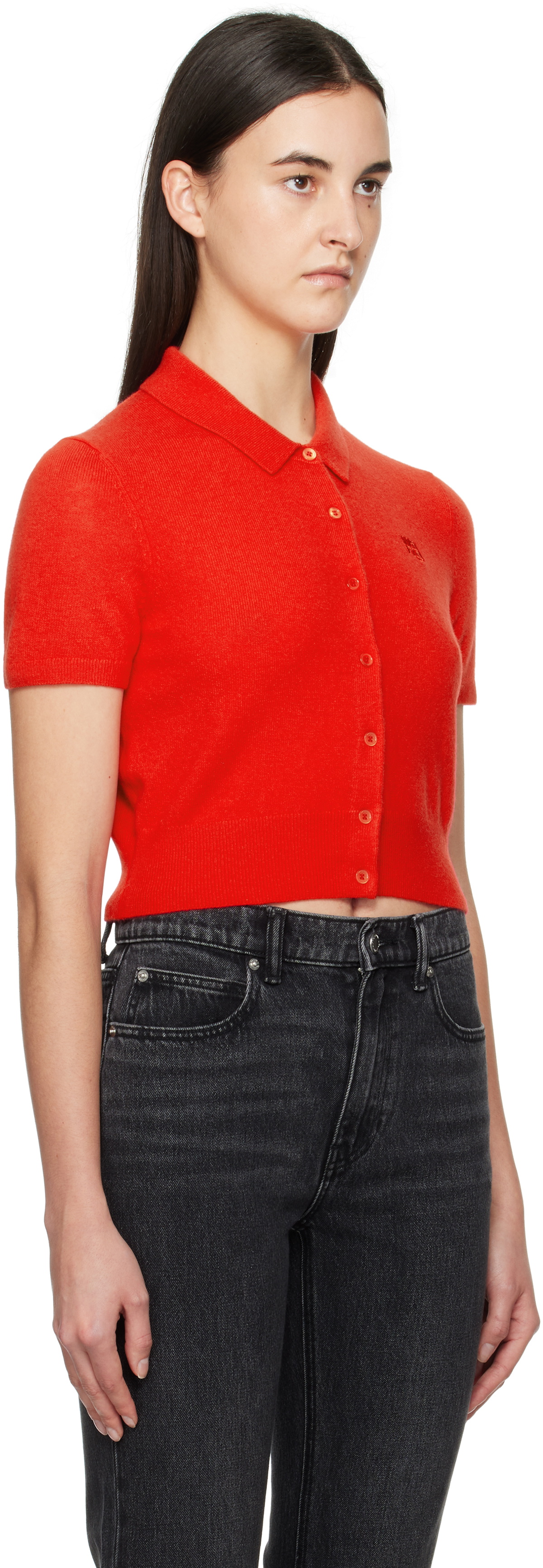 alexanderwang.t Red Logo Embroidered Cardigan