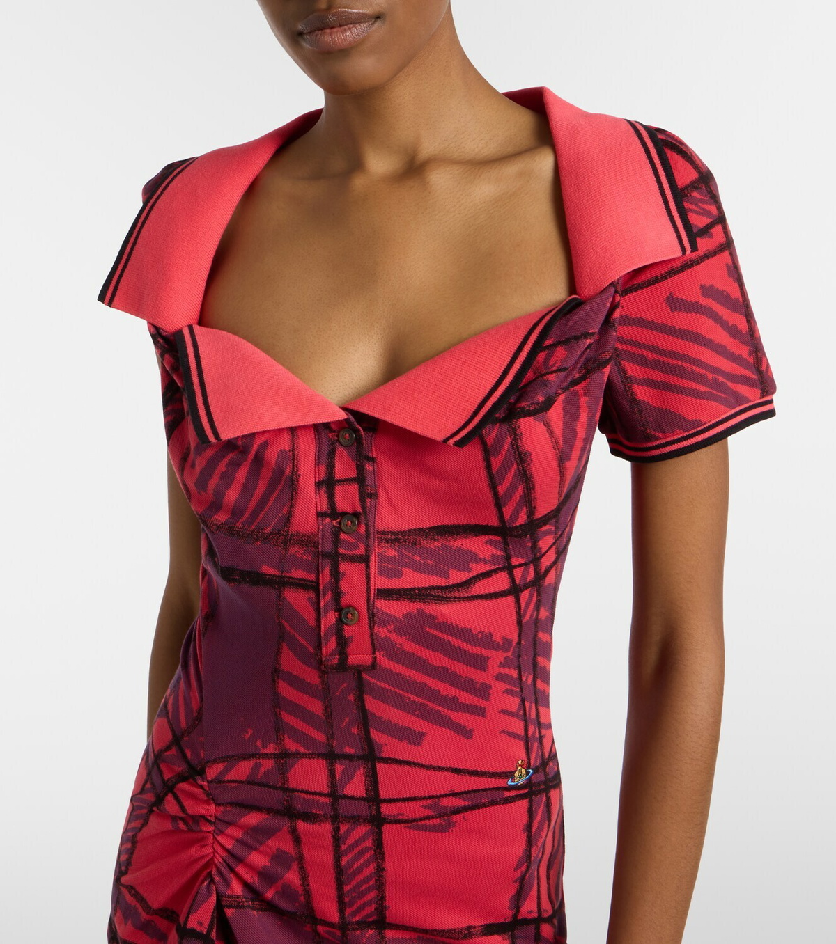 Vivienne Westwood Long Monday checked cotton polo dress