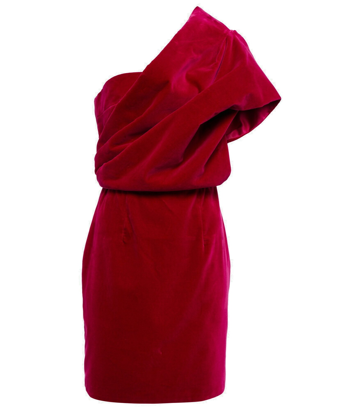 【関税&送料込み】Tom Ford Red Velvet And Viscose Shoulder Tom Ford - Velvet one-shoulder minidress TOM FORD