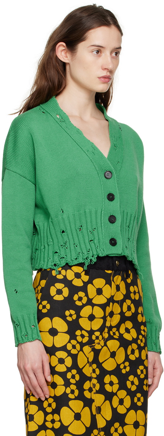 Marni Green Destroyed Cardigan Marni